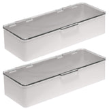mDesign Stackable Box Bathroom Vanity Countertop Storage Hair Accessory Organizer Box with Hinged Lid for Makeup, Beauty, Hair, Nail Supplies - 2 Pack - Clear/Light Gray
