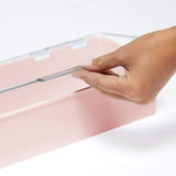 mDesign Makeup Storage Stackable Organizer Box for Bathroom Vanity, Countertops, Drawers - Holds Blenders, Eyeshadow Palettes, Lipstick, Lip Gloss, Makeup Brushes - Hinged Lid, Light Pink/Clear