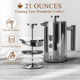 BAYKA French Press Coffee Maker, Stainless Steel 21oz Double-Wall Metal Insulated