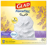 Glad ForceFlex Tall Kitchen Drawstring Trash Bags 13 Gallon White Trash Bag