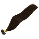 Hair Extensions U Tips Brown LaaVoo Natural Human Hair Utip Brown Hair Extensions Prebonded Keratin U Tips Human Hair Extensions Dark Brown Utip Fusion Hair Extensions Hot Fusion 1g/s 50g 16"