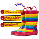 K KomForme Kids Girl Boy Rain Boots, Waterproof Rubber Printed with Handles