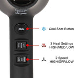 1875W Ionic Hair Dryer with Diffuser, Professional Powerful Fast Dry Blow Dryer with Concentrator Attachments, Adjustable 3 Heat & 2 Speed