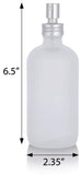 8 oz Frosted Clear Glass Boston Round Bottle with Metal Aluminum Fine Mist Sprayer (2 Pack) + Labels