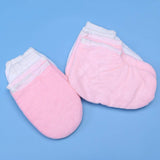 LEORX Paraffin Wax Gloves and Booties Set 4 Pairs Terry Cloth Mitts Booties Moisturizing Spa Accessories for Hand Foot Care (Pink and White)