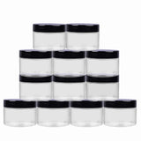 12 Pack 4oz Clear PET Plastic Jars with Black Lids; Low Profile Refillable Empty BPA-Free Containers Great for Cosmetics,Kitchen,Gifts & Travel.(12 Labels as Gift)