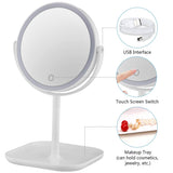 Cutygirl 8.7 inch Makeup Mirror with Lights Double-Sided 1X/10X Magnifying Mirror Mirror with Lights Vanity Mirror Dimmable LED Lighted Makeup Mirror with Touch Control 360° Rotation USB Power