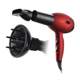 Ovente Lightweight Hair Dryer 1875 Watt 2 Speed and 3 Heat Setting Ionic Tourmaline Technology Extra Long Cord 1 Wide Concentrator Nozzle 1 Diffuser Professional Travel Woman Men Black Red X3400BR