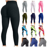 WHSHINE High Waisted Lift Ruched Butt Yoga Pants Booty Lifting Anti Cellulite Textured