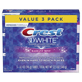 Crest 3D White Toothpaste Radiant Mint (3 Count of 4.1 oz Tubes), 12.3 oz Packaging