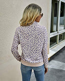 ECOWISH Womens Leopard Sweatshirt Lightweight Zipper Long Sleeve Casual