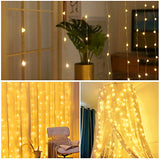HOME LIGHTING Window Curtain String Lights, 300 LED 8 Lighting Modes Fairy Copper