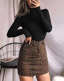 MANGOPOP Women's Mock Neck/Turtle Neck Long Sleeve Modal Bodysuit Jumpsuit