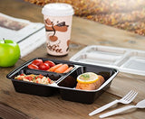 Ez Prepa [25 Pack] 32oz 3 Compartment Meal Prep Containers with Lids -Food Storage Containers BPA Free Plastic, Bento Box, Lunch Containers