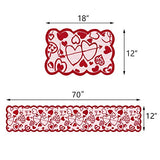 Valentine's Day Decorations Table Runner & Placemats,Set of 5 PCS | 1PC Red Lace Love