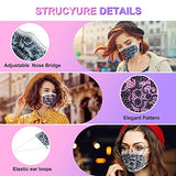 60 Pack Disposable Face Masks, Face Mask for Women with Lace Pattern Breathable