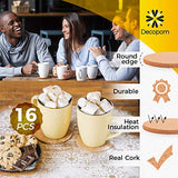 Cork Coasters with Round Edge 4 inches 16pc Set with Metal Holder Storage Caddy