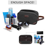 Men's Travel Toiletry Organizer Bag Canvas Shaving Dopp Kit TSA Approved (Black)