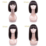 Human Hair Wigs with Bangs Brazilian Short BoB Wigs For Woman BOB Straight Hair Wigs Glueless Machine Made Wigs Natural Colo (14 Inch, T1b/99J)