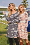 Women's Casual Print Long Sleeve Simple T-Shirt Loose Dress