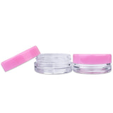 Beauticom 3G/3ML Round Clear Jars with Pink Lids for Beads, Gems, Glitter, Charms, Small Arts and Crafts Items - BPA Free (Quantity: 500 Pieces)