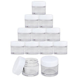Beauticom 7 Gram / 7 ML Thick Wall Round Leak Proof Clear Acrylic Jars for Beauty, Cream, Cosmetics, Salves, Scrubs (72 Pieces Bottom Clear Base + 72 Pieces Lids, White)