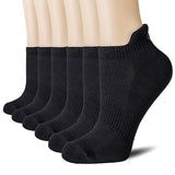 CelerSport Cushion No Show Tab Athletic Running Socks for Men and Women (6 Pairs),Small, Black