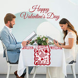 Valentine's Day Decorations Table Runner & Placemats,Set of 5 PCS | 1PC Red Lace Love