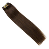 Full Shine Clip in Human Hair Extensions 20 Inch Real Hair Extensions Clip in Human Hair Full Head Clip in Hair Extensions Double Weft Color 4 Medium Brown 100 Gram 7Pcs