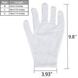 Cotton Gloves 10 Pairs - 9inch Long Work Gloves Cosmetic Moisturizing Gloves for Dry Hands & Eczema, Jewelry Inspection and More - Medium Size