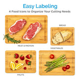 Smirly Bamboo Cutting Board for Kitchen: Set of 4 Butcher Block Wood Cutting Boards