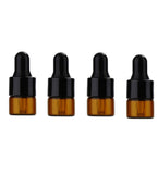 30Pcs Amber Glass Dropper Bottles Mini Empty Sample Vials Essential Oil Dropping Bottles Perfume Jars Cosmetic Container with Glass Eye Dropper and Black Caps (1ml)