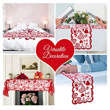 Valentine's Day Decorations Table Runner & Placemats,Set of 5 PCS | 1PC Red Lace Love