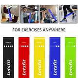 Letsfit Resistance Loop Exercise Bands with Instruction Guide and Carry Bag, Set of 5