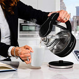Ovente Portable Electric Glass Kettle 1.5 Liter with Blue LED Light and Stainless Steel Base