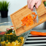 HHXRISE Organic Bamboo Cutting Board For Kitchen, With 2 Built-In Compartments