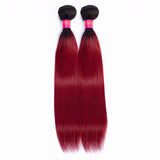 FEEL ME Ombre Brazilian Hair Weave Bundles 1b burgundy Ombre Straight Hair Bundles Unprocessed Human Virgin Brazilian Hair Extension Ombre Human Hair 1 Bundle 20 Inch