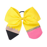 Pencil Girls Hair Bow Ponytail Holder Jumbo Hair Clips For Cheerleader Girls JBC13 (4 Pcs-Yellow)