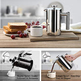 BAYKA French Press Coffee Maker, Stainless Steel 21oz Double-Wall Metal Insulated