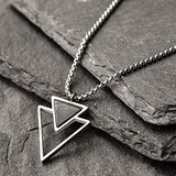 Handmade Long Stainless Steel Necklace For Men Set With Triangle Pendant