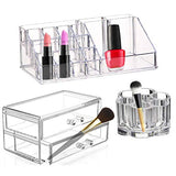 Acrylic Organizers Makeup Storage Organizeer Set - 3 Piece Cosmetic Organizer Bundle Makeup Brush Storage Organizer for Vanity, Desk, Countertop, Bathroom Counter, and More