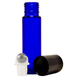 GreenHealth, 24, 10 ml Glass Roll-on Bottles with Stainless Steel Roller Balls. 3-3 ml Pipettes included (24 Pack, Cobalt Blue)