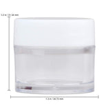 Beauticom 7 Gram / 7 ML Thick Wall Round Leak Proof Clear Acrylic Jars for Beauty, Cream, Cosmetics, Salves, Scrubs (72 Pieces Bottom Clear Base + 72 Pieces Lids, White)