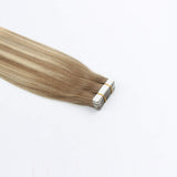 Lovrio Remy Human Hair Blonde Highlights Tape-in Extensions, Balayage Color Chestnut Brown Fading to Bleach Blonde, Real Remy Human Hair 50 Gram 18 Inch 20 Pieces