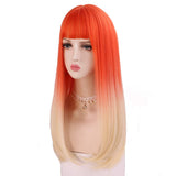 Orang Gradiente Blonde Long Straight Wigs With Bang for Women Girls (1#)