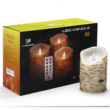 comenzar Flickering Candles, Candles Birch Set of 4 5" 6" Birch Bark Battery Candles