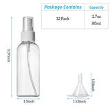 Rommeka Spray Bottles, 2.7oz/80ml Small Plastic Empty Spray Bottle, Reusable Liquid Containers Fine Mist Spray with 2pcs Funnels, Set of 12