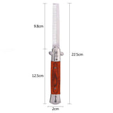 MAVIS LAVEN 8.9 Inch 4 Colors Switch Comb, Switchblade Comb, Spring Folding Push Button Pocket Folding Flick Comb Stainless Steel Hair Comb Pocket Comb for Hair Beard Mustache Styling(4)