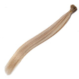 SEGO Pre Bonded Keratin Stick/I Tip Remy Human Hair Extension Cold Fusion Hair Piece for Women Smooth Straight 100 Strands/pack #12P613 Golden Brown&Bleach Blonde 16 inches 50g