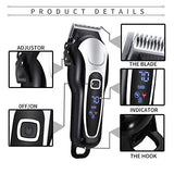 Professional Rechargeable Wireless Hair Clipper Without Cord for Family Razor Barber Cutting Use With Guide Combs… (BLACK)